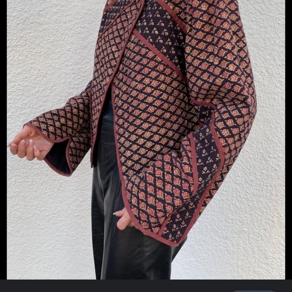 Vintage Adini Indian Block Print Quilted Jacket - Picture 9 of 15